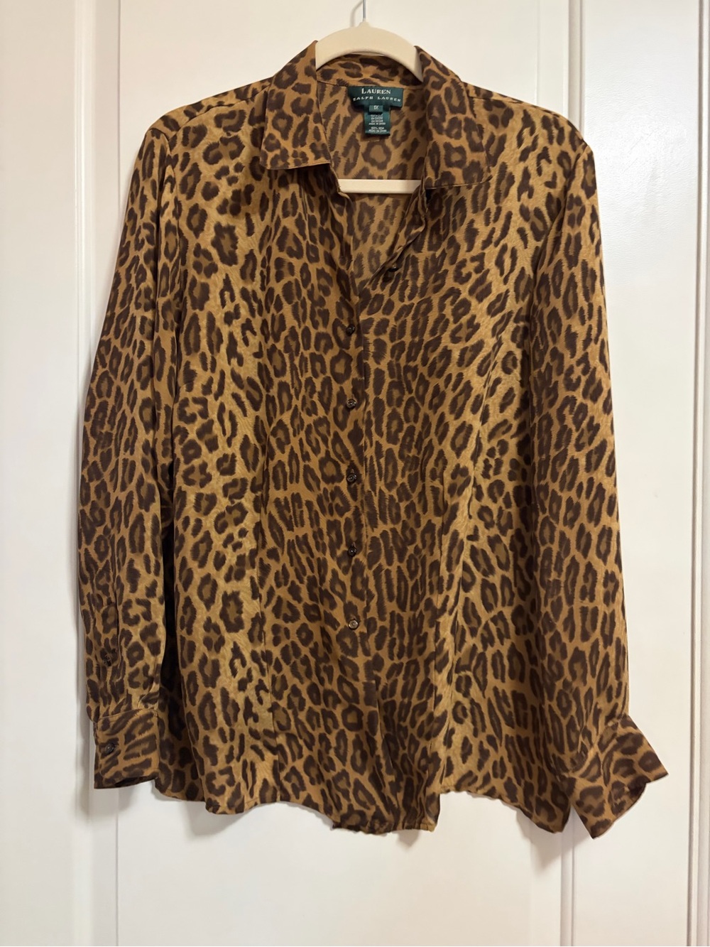🐆🤎Vintage Ralph Lauren Leopard Animal Print Button-Down Shirt🤎🐆